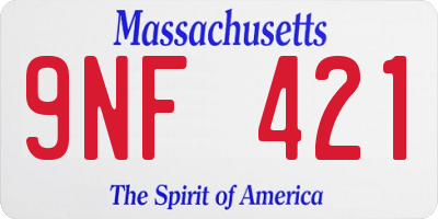 MA license plate 9NF421