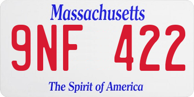 MA license plate 9NF422