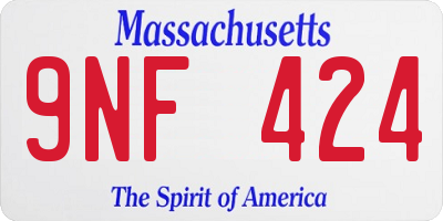 MA license plate 9NF424