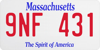 MA license plate 9NF431