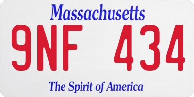 MA license plate 9NF434