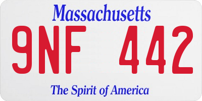 MA license plate 9NF442