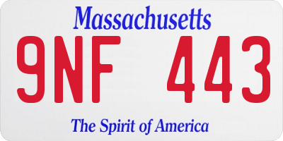 MA license plate 9NF443