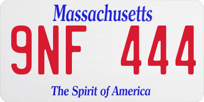 MA license plate 9NF444