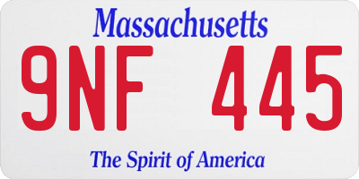 MA license plate 9NF445