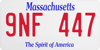 MA license plate 9NF447