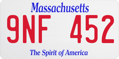 MA license plate 9NF452