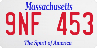 MA license plate 9NF453