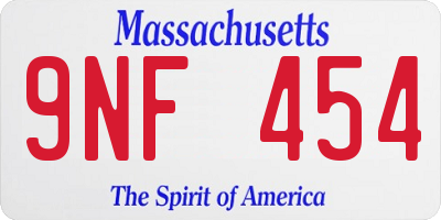 MA license plate 9NF454