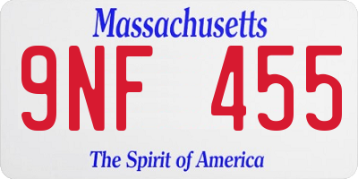 MA license plate 9NF455