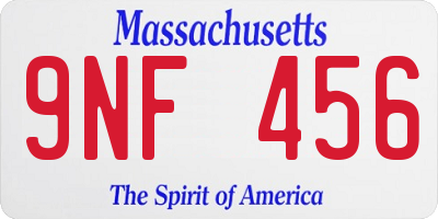 MA license plate 9NF456