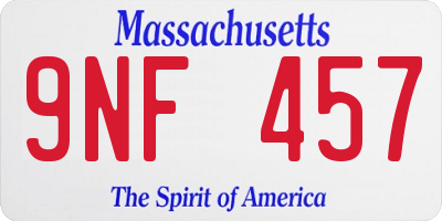 MA license plate 9NF457