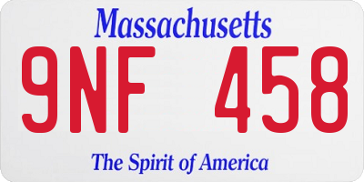 MA license plate 9NF458