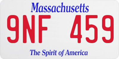 MA license plate 9NF459
