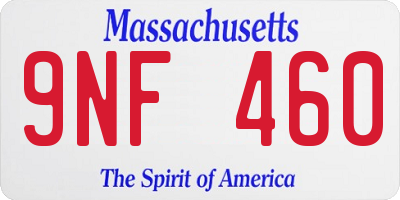 MA license plate 9NF460