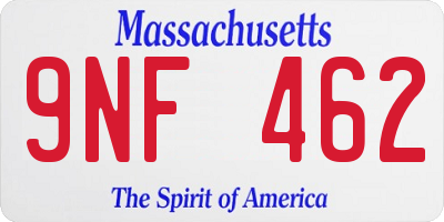MA license plate 9NF462