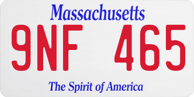 MA license plate 9NF465