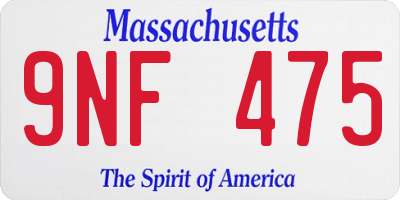 MA license plate 9NF475