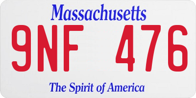 MA license plate 9NF476