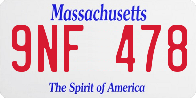 MA license plate 9NF478