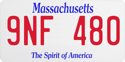 MA license plate 9NF480
