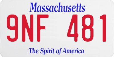 MA license plate 9NF481