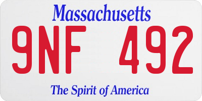 MA license plate 9NF492
