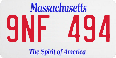 MA license plate 9NF494