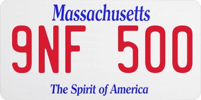 MA license plate 9NF500