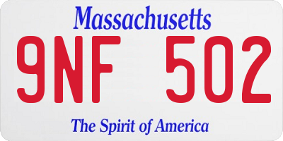 MA license plate 9NF502
