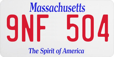 MA license plate 9NF504