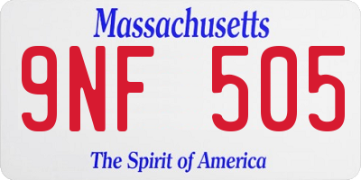 MA license plate 9NF505