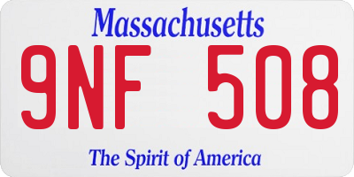 MA license plate 9NF508