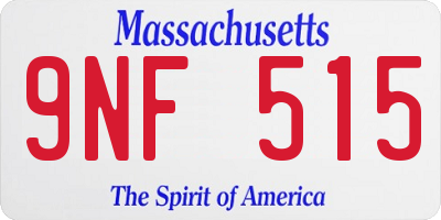 MA license plate 9NF515