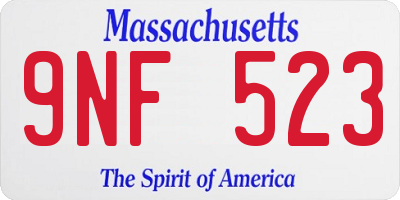 MA license plate 9NF523