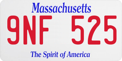 MA license plate 9NF525