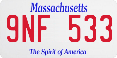 MA license plate 9NF533