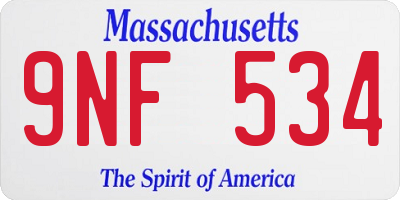MA license plate 9NF534