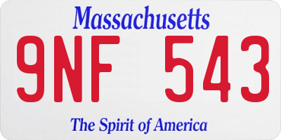 MA license plate 9NF543