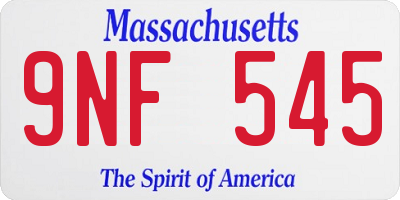 MA license plate 9NF545