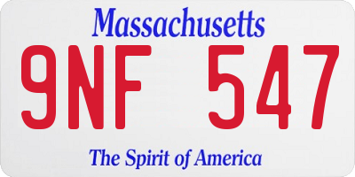 MA license plate 9NF547