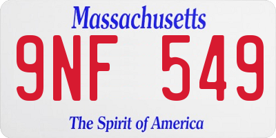 MA license plate 9NF549