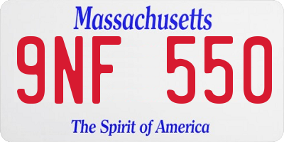 MA license plate 9NF550