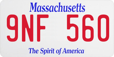 MA license plate 9NF560