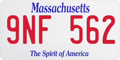 MA license plate 9NF562