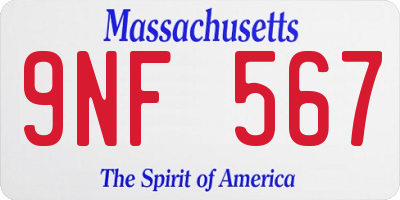 MA license plate 9NF567