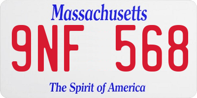 MA license plate 9NF568