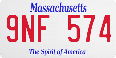 MA license plate 9NF574