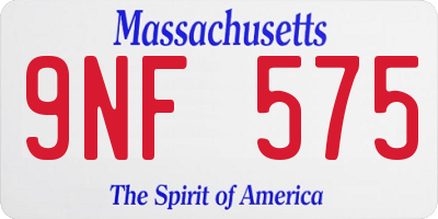 MA license plate 9NF575