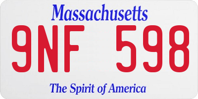 MA license plate 9NF598